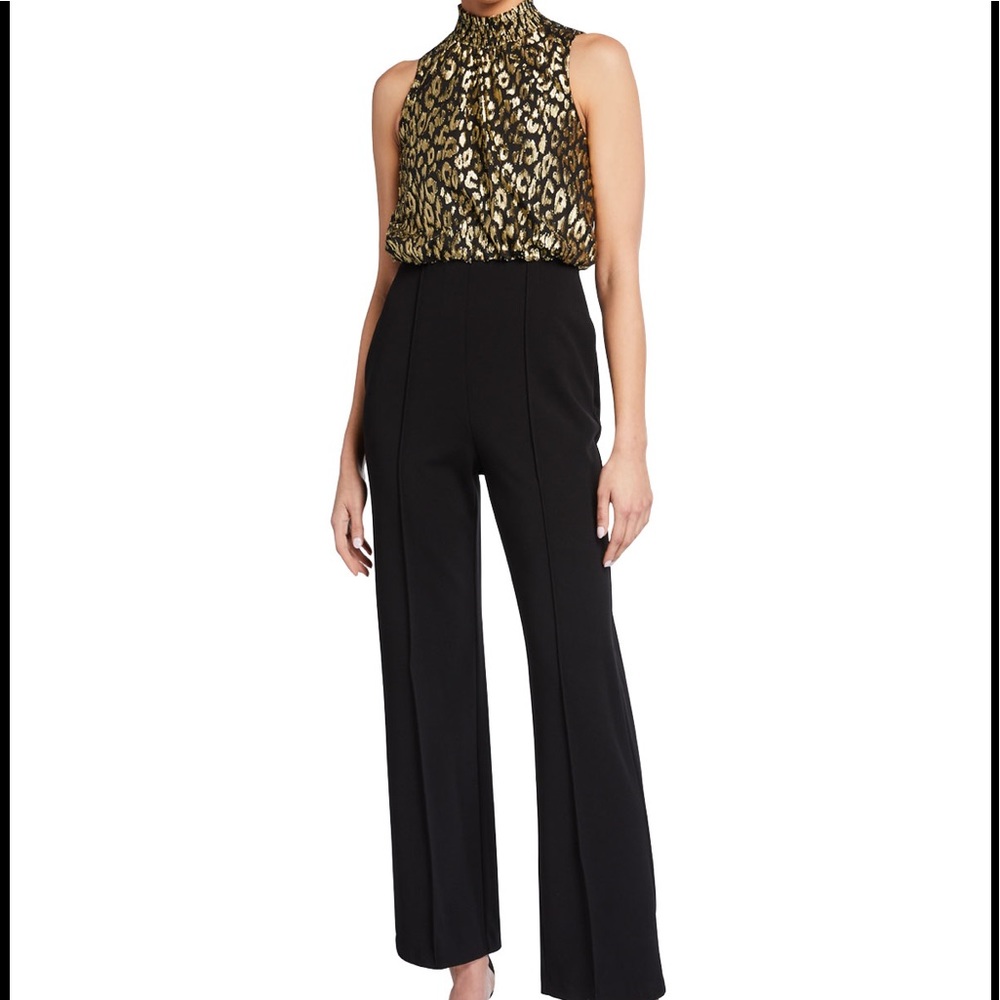 Donna Morgan Metallic Blouson Crepe Jumpsuit